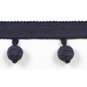 Europatex Fabric Le Lin Beaded Fringe Navy