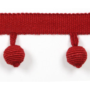 Europatex Fabric Le Lin Beaded Fringe Rouge