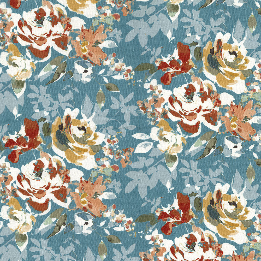 Madeline 32 Teal Mix by ABBEYSHEA Designer Fabric 100% Polyester CN 350,000 Double Rubs (Wyzenbeek) </p><p>Repeat: Horizontal: 13.1 in. (33.27 cm) up the roll and Vertical: 6.7 in. (17 cm) across the roll 54 in. (137 cm) - Swanky Fabrics -