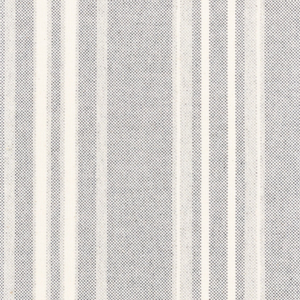 Malibu 1 Smoke by Stout Designer Fabric JUST STRIPES NATURAL/CHARCOAL 88%COT 12%POL USA FLAME RETARDANT-U.F.A.C. CLASS 1 CATB 117-2013 WYZENBEEK 50 000 DOUBLE RUB WEAR TEST (HEAVY DUTY) Horizontal: 0.000 and Vertical: 6.750 54 in - Swanky Fabrics -