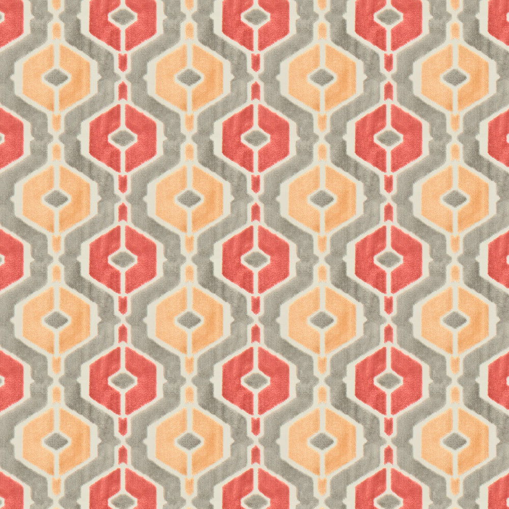 Malusa 1 Tile by Stout Designer Fabric Rainbow Library Sunset/Spice 60% Spun Viscose 40% Polyester CHINA CATB 117-2013 WYZENBEEK 70 000 DOUBLE RUB WEAR TEST (HEAVY DUTY) Horizontal: 6.75 and Vertical: 7.5 55 in - Swanky Fabrics -