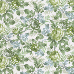 Martinique Green by Norbar Designer Fabric ROMANCE 100% COTTON INDIA 17 3/4"V 36"H 55 - Swanky Fabrics -