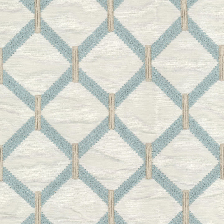 Maxwell 3 Moonstone by Stout Designer Fabric RAINBOW LIBRARY BREEZE/AEGEAN 71%POL 29%COT %VEMB INDIA Horizontal: 6.375 and Vertical: 6.375 52 in - Swanky Fabrics -