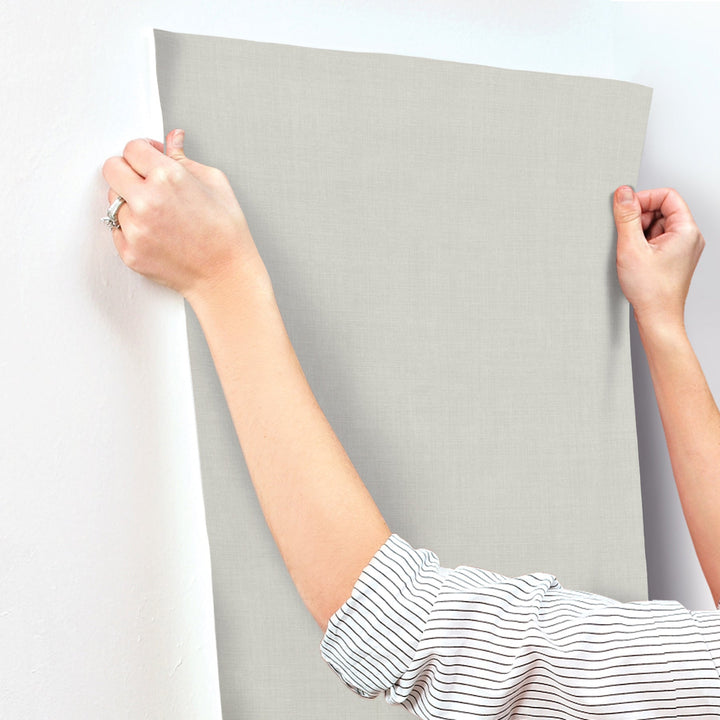Vava Vitmossa Light Grey Wallpaper by York Wallcoverings Designer