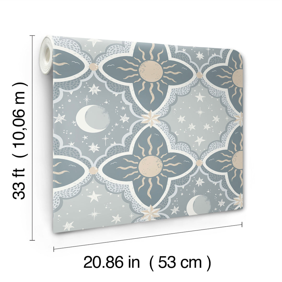 Sol & Mane Blue Wallpaper by York Wallcoverings Designer
