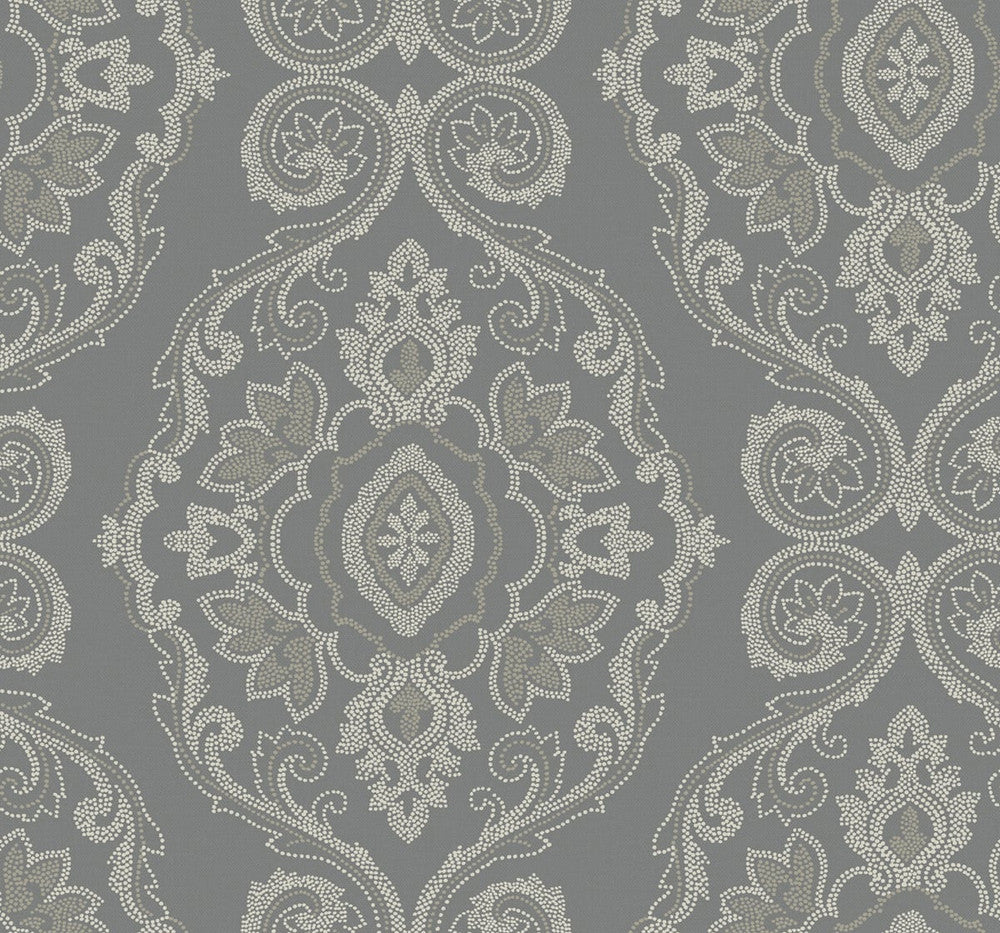 Nautical Damask Black Sands MB30300 by Seabrook Designs Designer Wallpaper