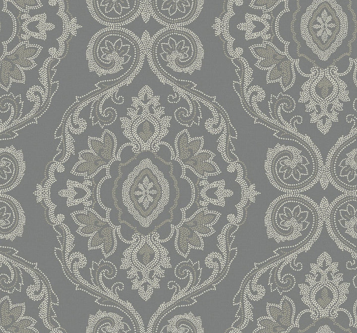 Nautical Damask Black Sands MB30300 by Seabrook Designs Designer Wallpaper