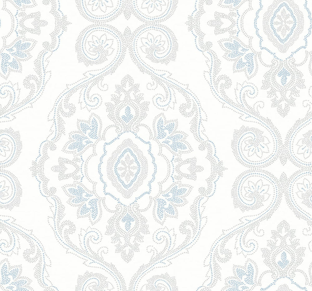 Nautical Damask Blue Oasis MB30302 by Seabrook Designs Designer Wallpaper