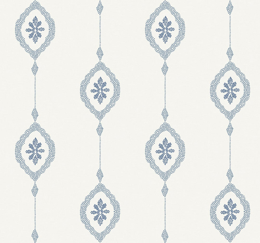 Sand Dollar Stripe Coastal Blue MB30512 by Seabrook Designs Designer Wallpaper