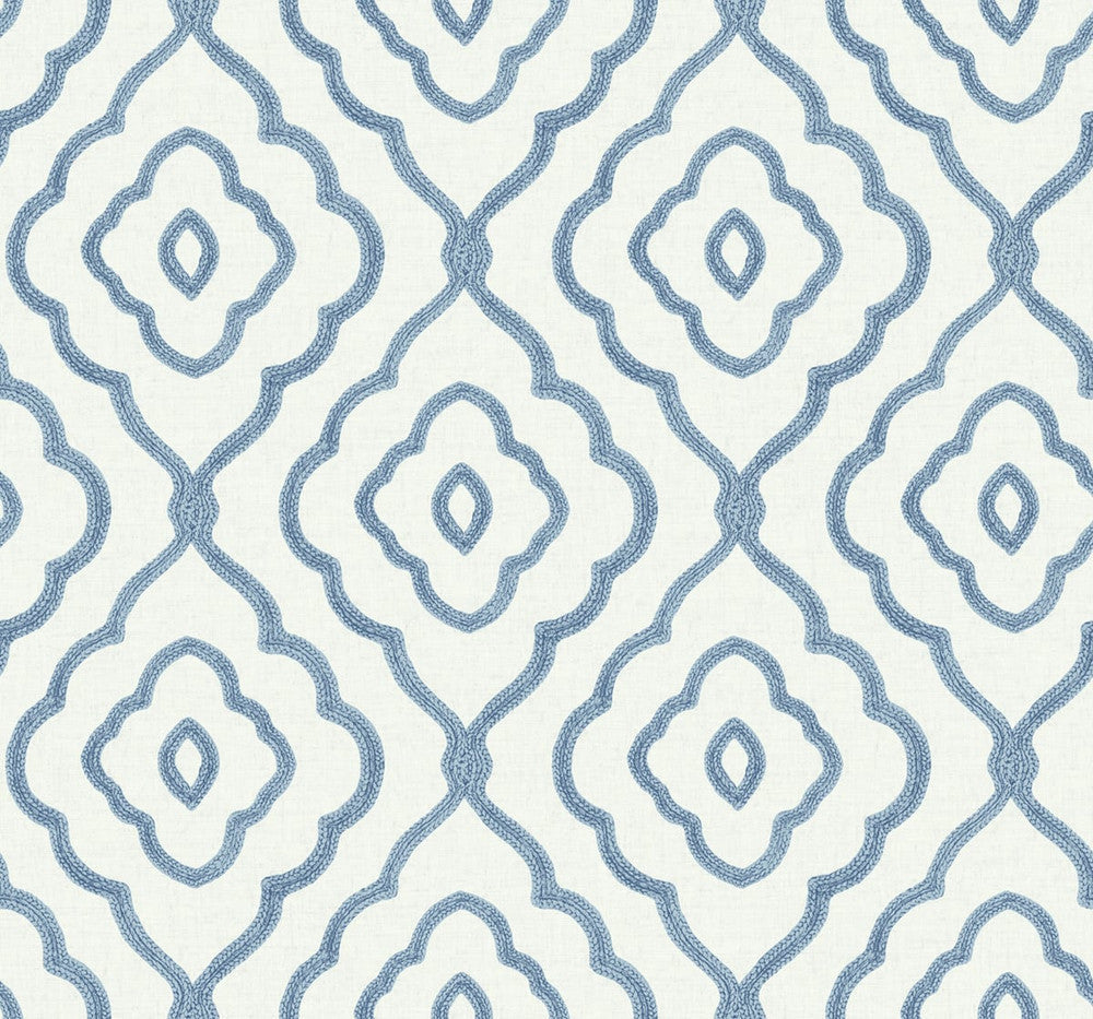Seaside Ogee Blue Oasis MB30902 by Seabrook Designs Designer Wallpaper