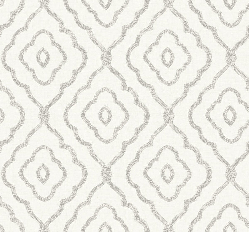 Seaside Ogee Daydream Gray MB30905 by Seabrook Designs Designer Wallpaper