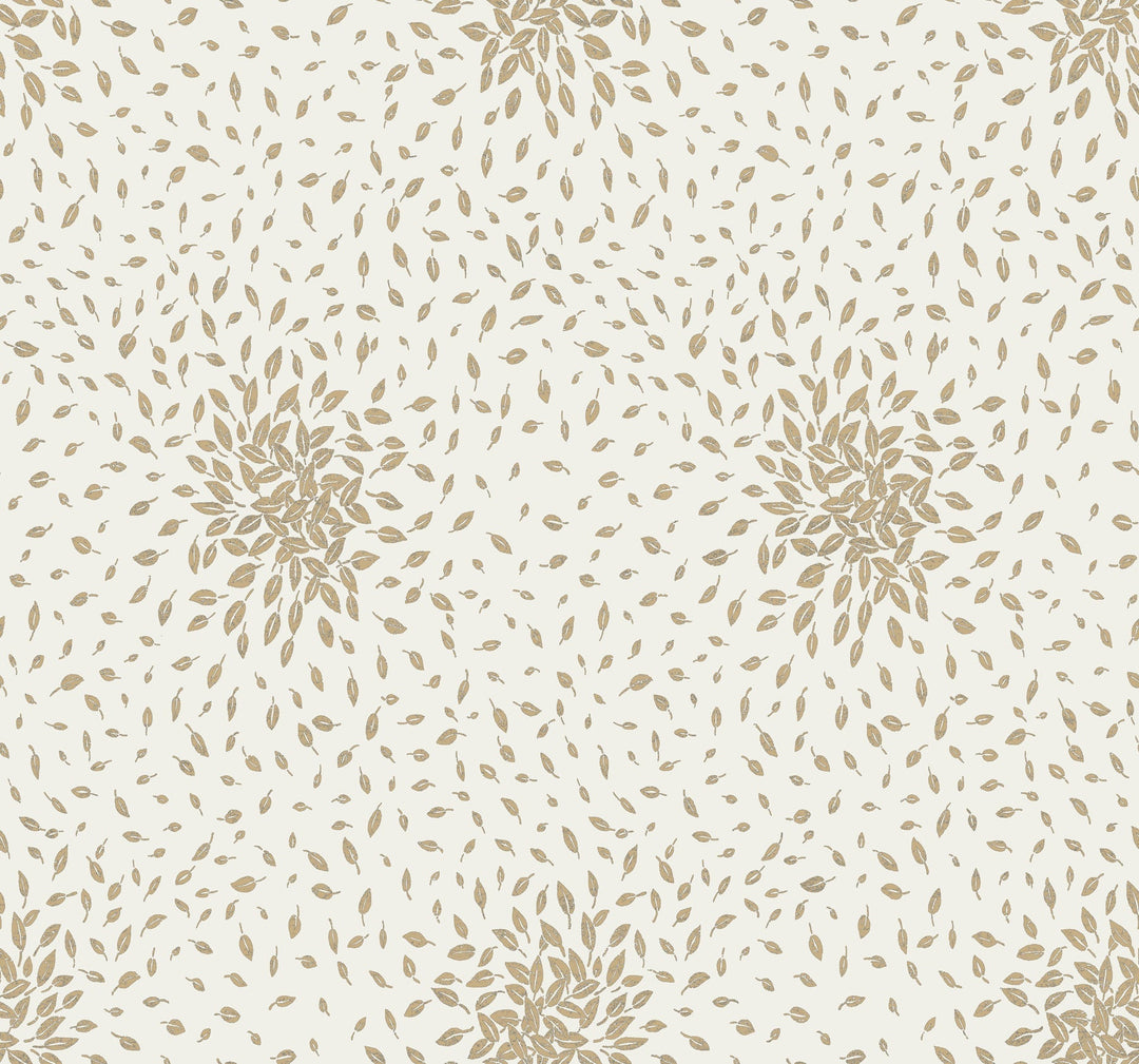 Petite Leaves Cream & Gold Wallpaper by Antonina Vella Designer