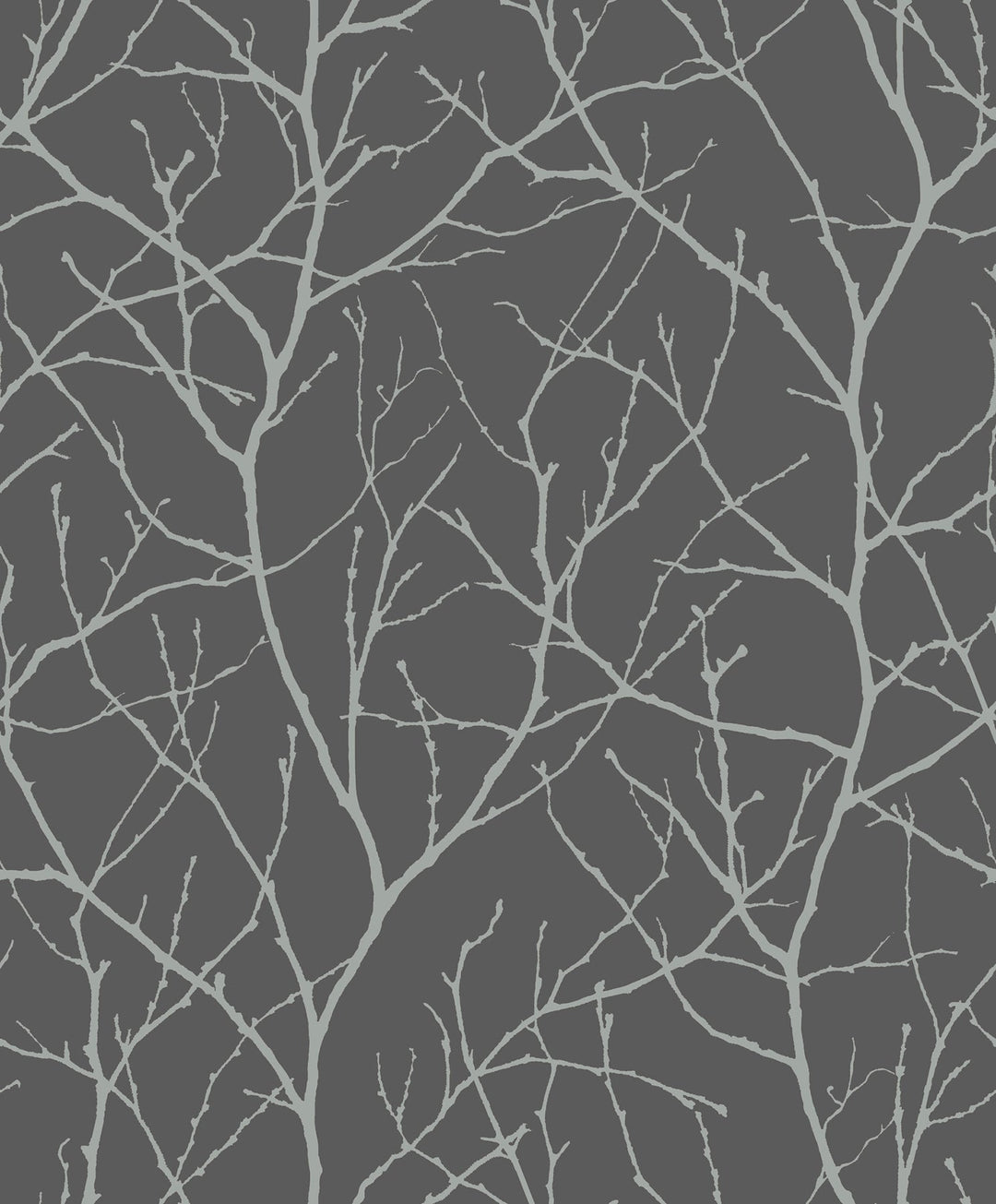 Trees Silhouette Charcoal & Silver Wallpaper by Antonina Vella Designer