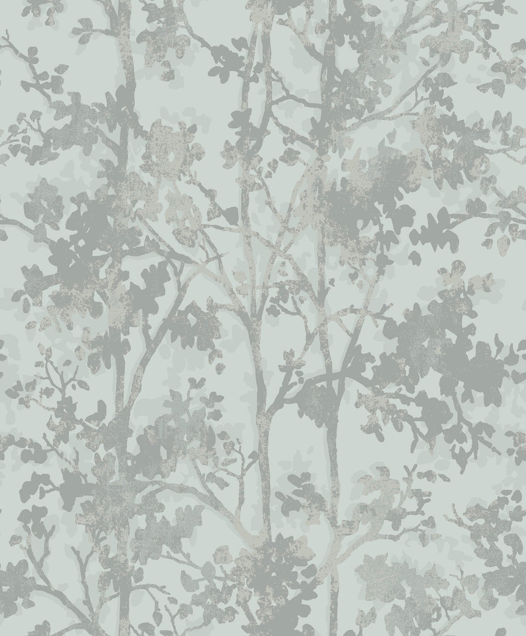 Shimmering Foliage Spa & Silver Wallpaper by Antonina Vella Designer