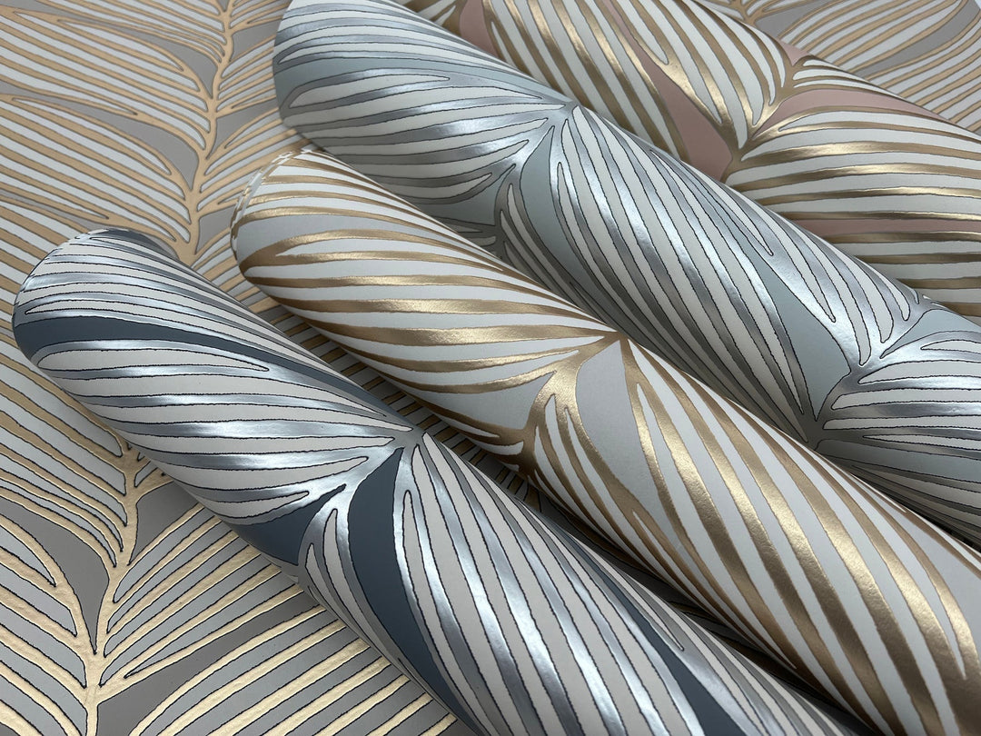 Luminous Leaves Neutral & Gold Wallpaper by Antonina Vella Designer