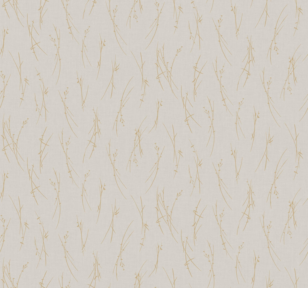Sprigs Light Grey & Gold Wallpaper by Antonina Vella Designer