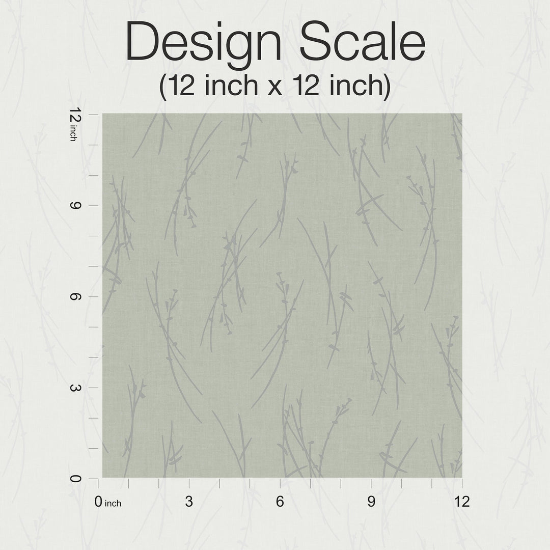 Sprigs Eucalyptus & Silver Wallpaper by Antonina Vella Designer