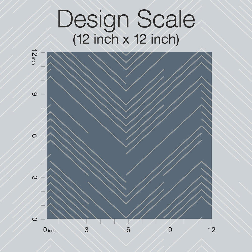 Polished Chevron Blue & Silver Wallpaper by Antonina Vella Designer