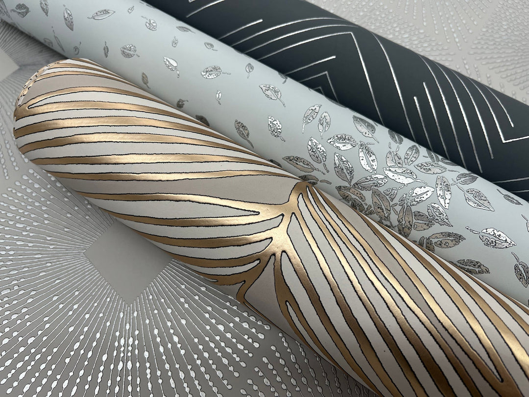 Polished Chevron Charcoal & Silver Wallpaper by Antonina Vella Designer