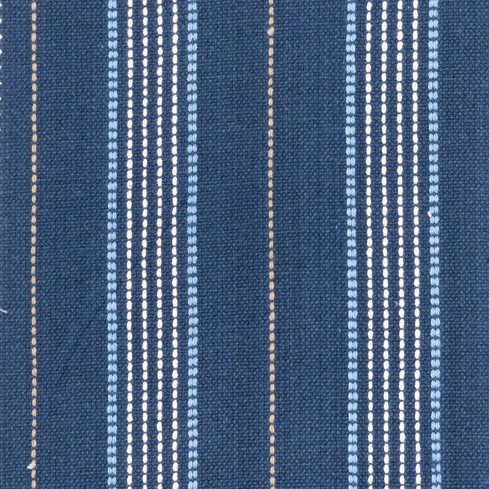 Meeting 2 Royal by Stout Designer Fabric JUST STRIPES DENIM/SLATE 100%COT INDIA Horizontal: 3.000 and Vertical: 0.000 54 in - Swanky Fabrics -