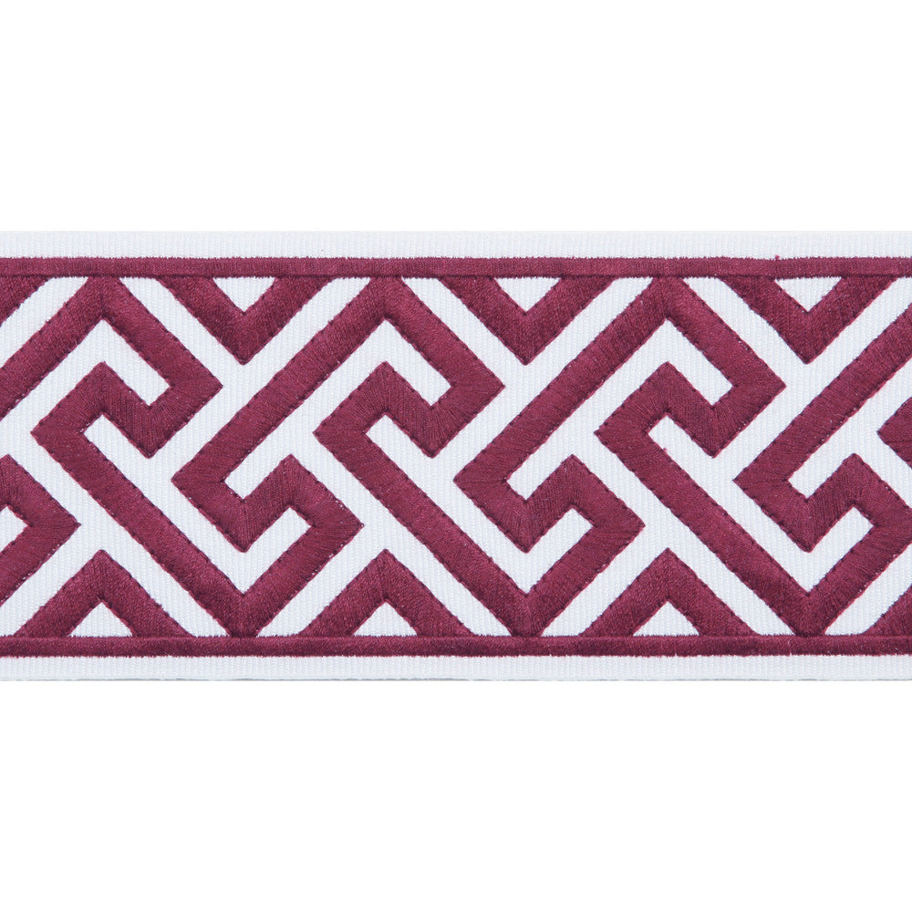 Melrose Emb Tape Claret by Magnolia Designer Trim - 51% Fibranne, 49% Polyester China Horizontal: and Vertical: 3.5 - Swanky Fabrics -