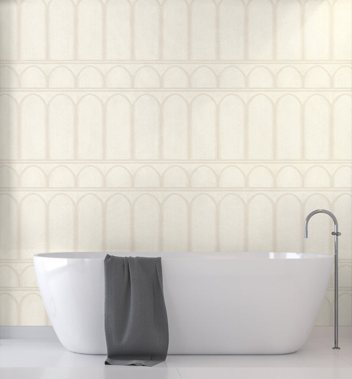 Arches White & Pearl Wallpaper by York Wallcoverings Designer