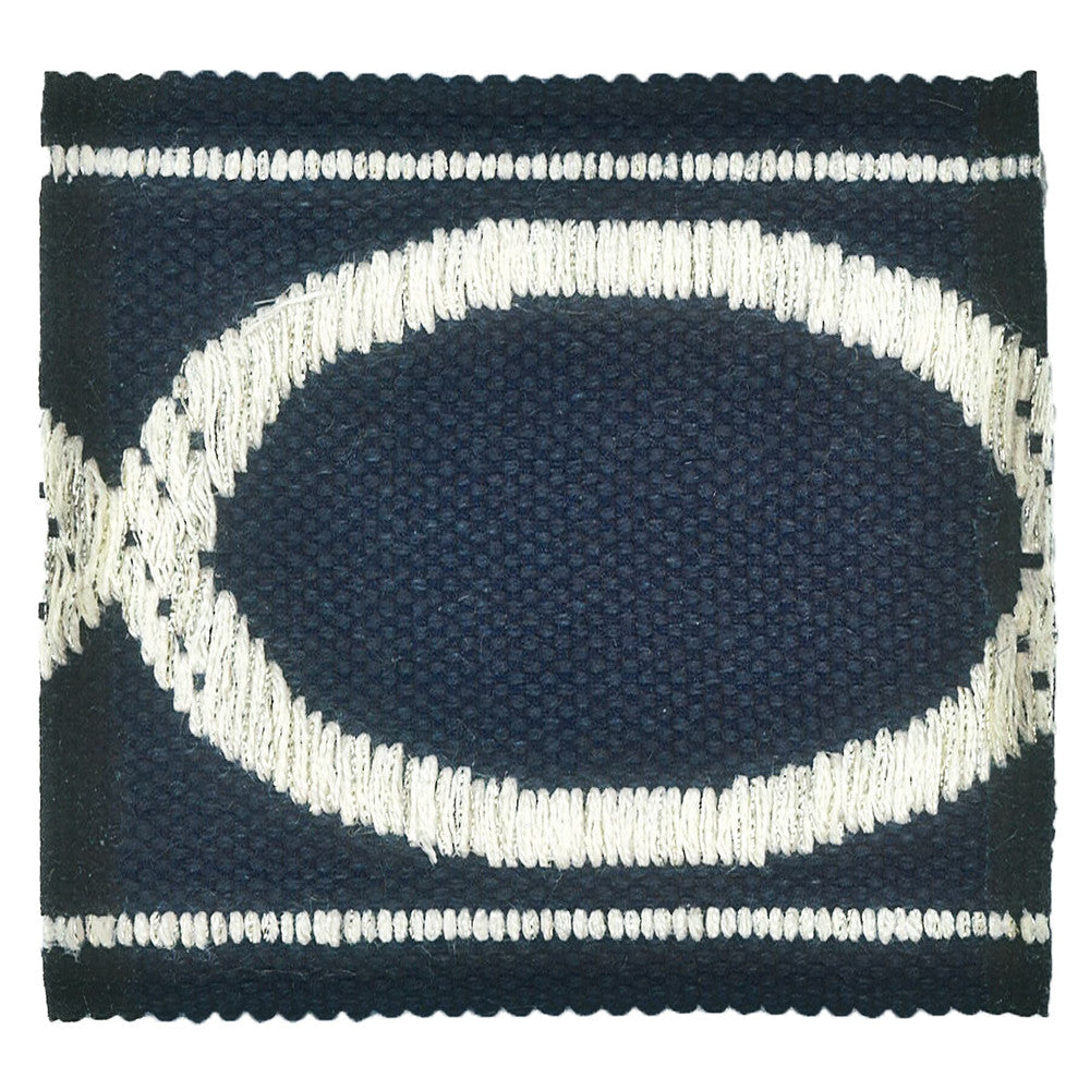 Monogram 1 Navy by Stout Designer Trim MOONDUST TRIM 38%LIN 31%SVI 26%JUT 5%MTL CHINA </p><p>Repeat: 0 3 in - Swanky Fabrics -
