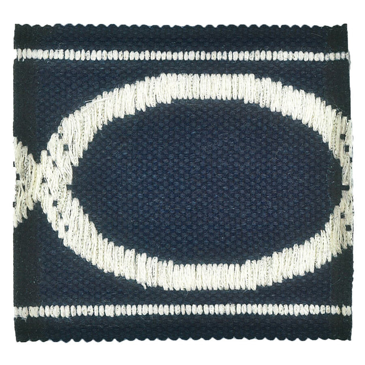 Monogram 1 Navy by Stout Designer Trim MOONDUST TRIM 38%LIN 31%SVI 26%JUT 5%MTL CHINA </p><p>Repeat: 0 3 in - Swanky Fabrics -