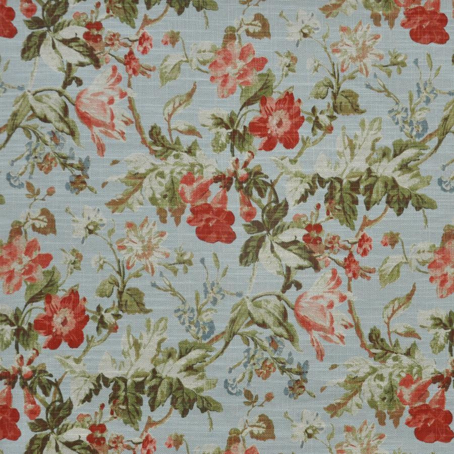 Minerva # 503 Robin by Maxwell Designer Fabric Print Gallery 75% COTTON/25% LINEN PAKISTAN V-25.25"H-13.5" 54" - Swanky Fabrics -