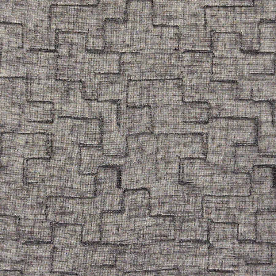 Minos # 546 Noir by Maxwell Designer Fabric Sheer Paths 100% POLYESTER TURKEY V-8" H-6.4" 118" EMB. WIDTH 110" - Swanky Fabrics -