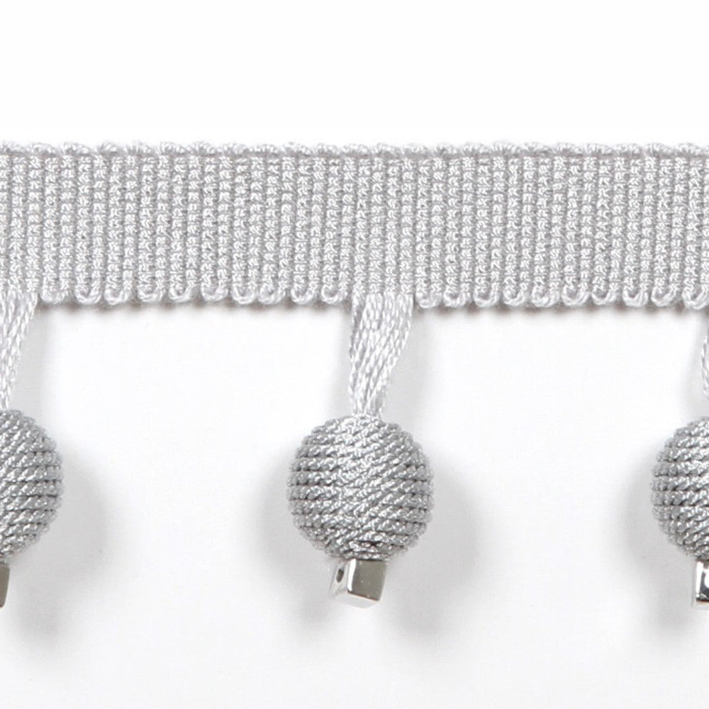 Le Lin Metallic Beaded Fringe Silver by Europatex Designer Fabric Le Lin 53% Fibranne, 28% Rayon, 19% Cotton 1.46 inches - Swanky Fabrics -