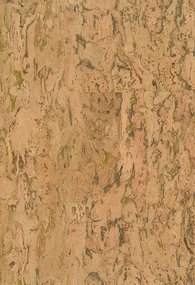 Cork Brown, Metallic Gold NA503 by Seabrook Designs Designer Wallpaper