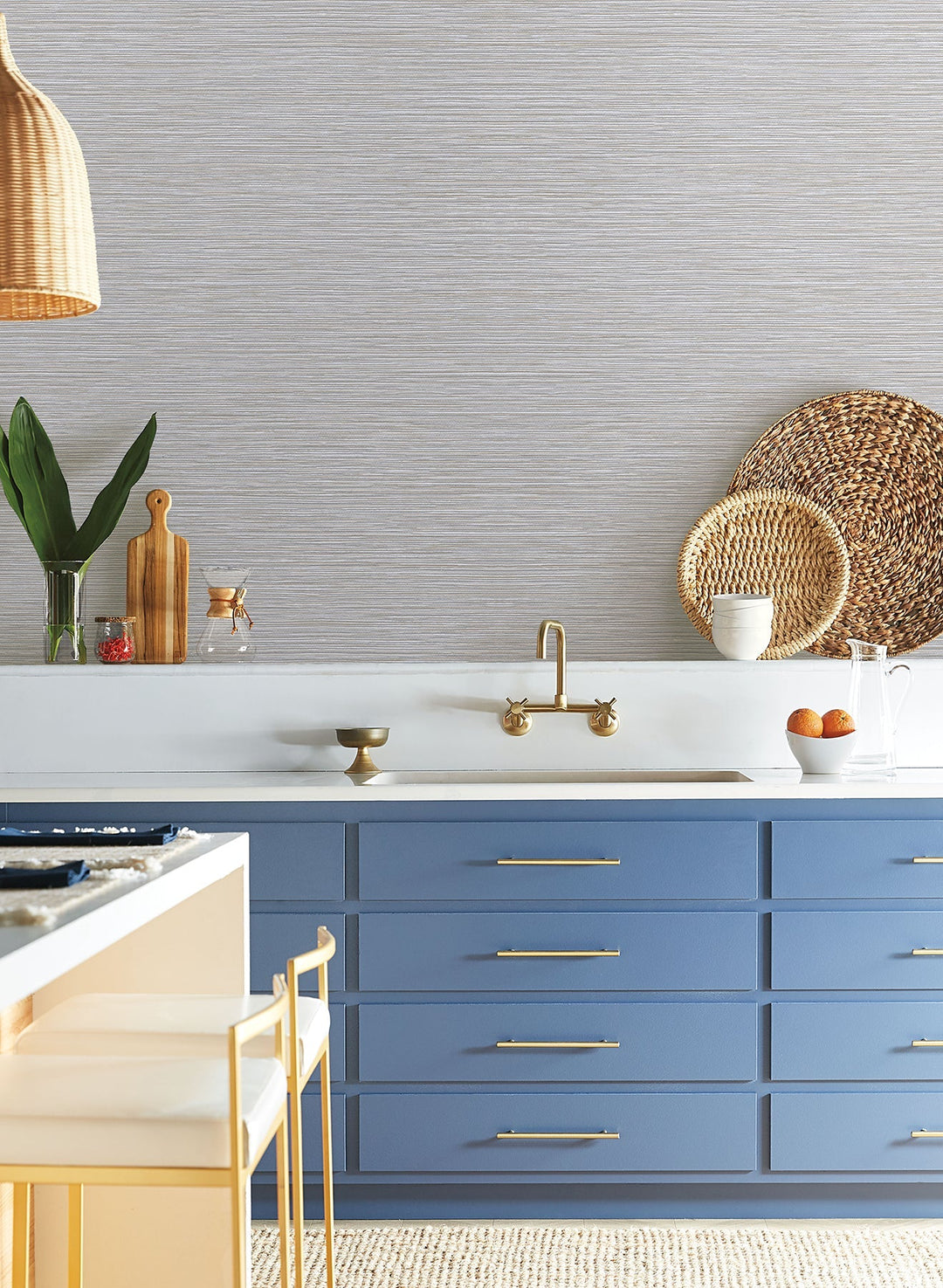 Grass Roots Grey Wallpaper by York Wallcoverings Designer