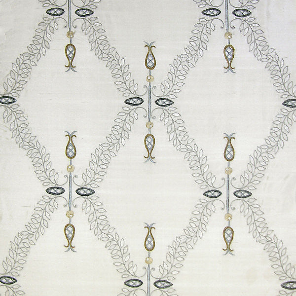 White Hall/Frost 1620-005 by Old World Weavers Designer Fabric GEOFFREY BRADFIELD STOCKED AT SCALAMANDRE WAREHOUSE 100% SILK INDIA LIGHT DUTY Horizontal: 15" and Vertical: 12.75" 52" - Swanky Fabrics -
