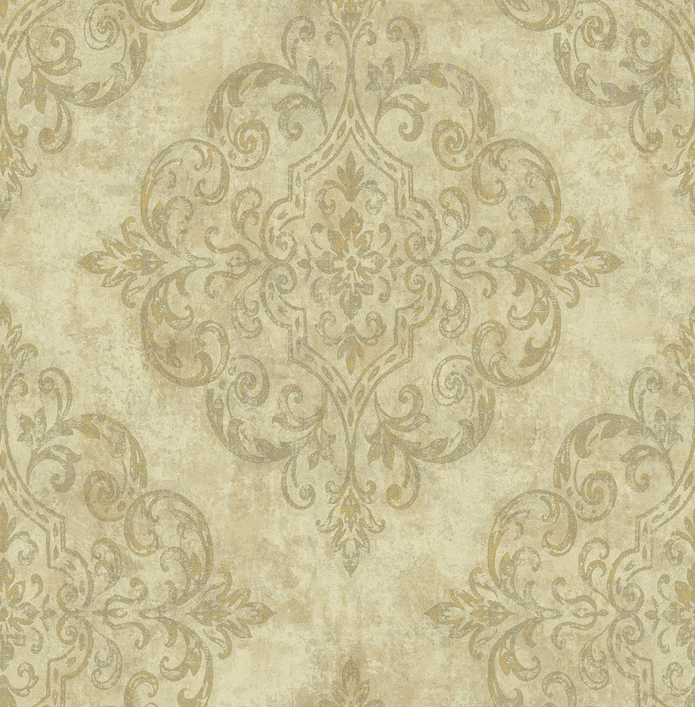 Atelier Metallic Gold and Off-White NE50307 by Seabrook Designs Designer Wallpaper