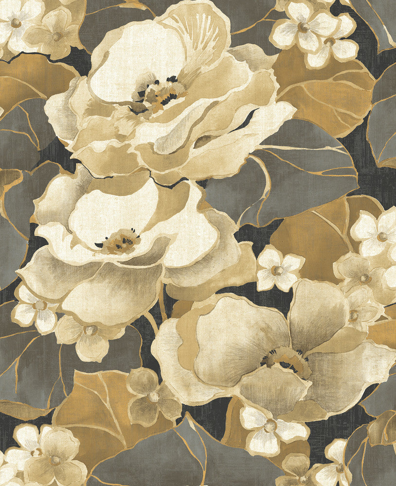 Adorn Metallic Gold & Ebony NE50500 by Seabrook Designs Designer Wallpaper