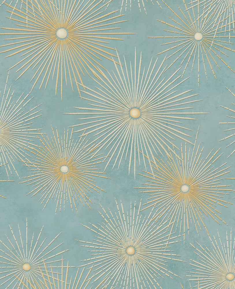 Catwalk Teal and Metallic Gold NE51004 by Seabrook Designs Designer Wallpaper