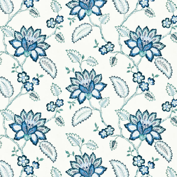Neelyville 1 Copen by Stout Designer Fabric Rainbow Library Chambray/Shoreline 48% Cotton 52% Polyester Rayon Embroidery INDIA FLAME RETARDANT-U.F.A.C. CLASS 1 (OR A) FLAME RETARDANT-N.F.P.A. 260A CLASS 1 CATB 117-2013 WYZENBEEK 12 000 DOUBLE RUB WEAR TEST (MEDIUM DUTY) Horizontal: 17.25 and Vertical: 12.5 52 in - Swanky Fabrics -