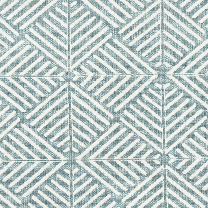 Negroni 3 Blue/White by Aoc Designer Fabric COMFORTABLE LIVING BREEZE/INDIGO 42%POL 20%COT 19%SVI 19%LIN %VEMB INDIA Horizontal: 3.375 and Vertical: 3.125 51 in - Swanky Fabrics -