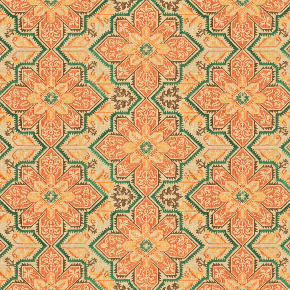 Neighbor 1 Sienna by Stout Designer Fabric Rainbow Library Sunset/Spice 27% Cotton 73% Polyester Rayon Embroidery INDIA CATB 117-2013 MARTINDALE WEAR TEST 7 000 CIRCULAR RUBS Horizontal: 9.25 and Vertical: 18 54 in - Swanky Fabrics -