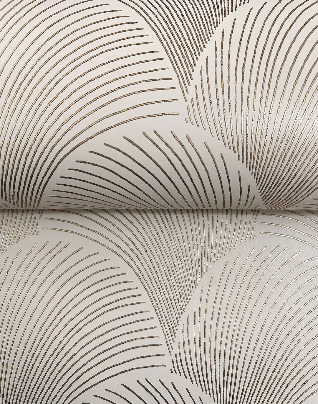 Metallic Beige Gold Scallop Wallpaper by Candice Olson Designer