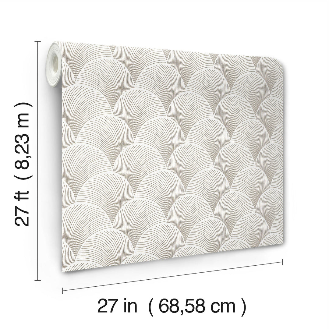 Metallic White Gold Scallop Wallpaper by Candice Olson Designer