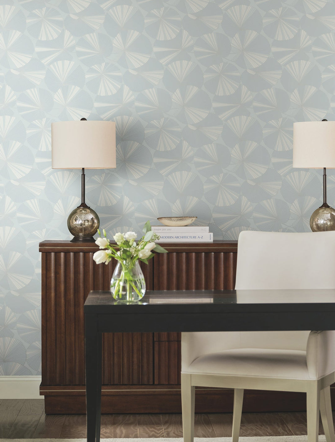 Layered Spa Lily Pads Wallpaper by Candice Olson Designer