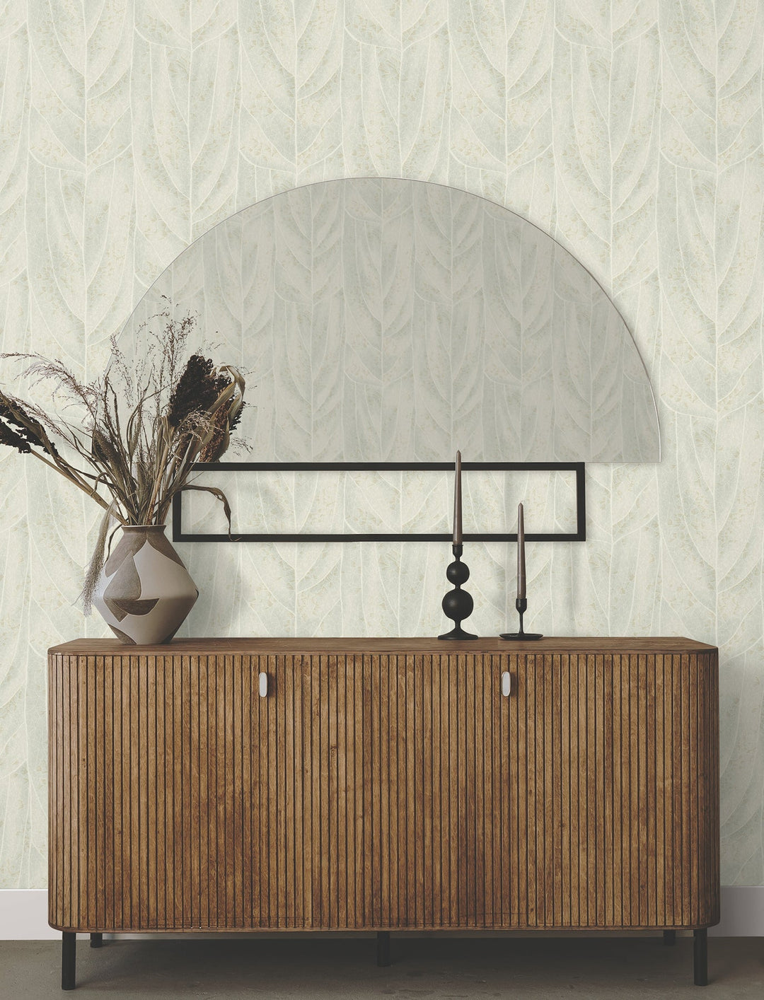 Dicot Light Green Leaf Wallpaper by Candice Olson Designer