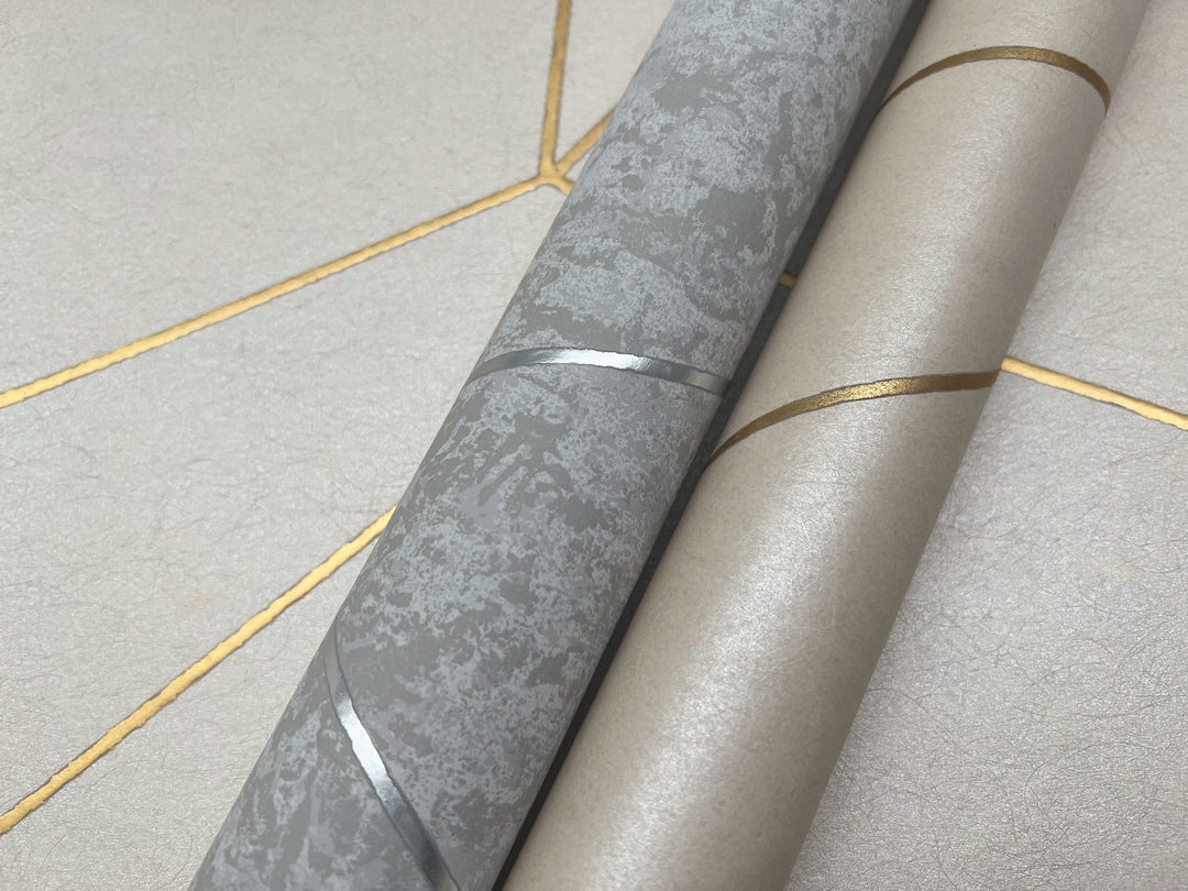 Nazca Almond & Gold Wallpaper by Antonina Vella Designer