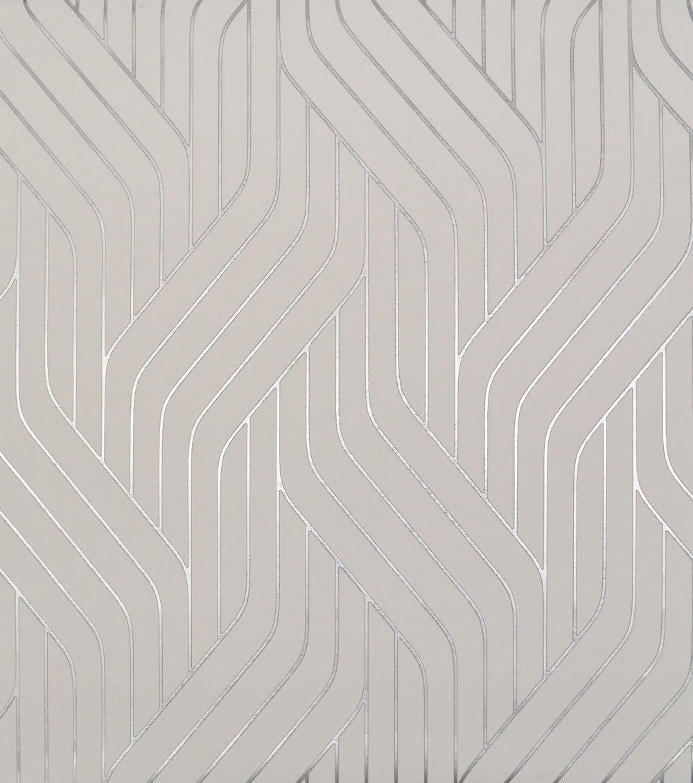 Ebb & Flow White & Silver Wallpaper by Antonina Vella Designer