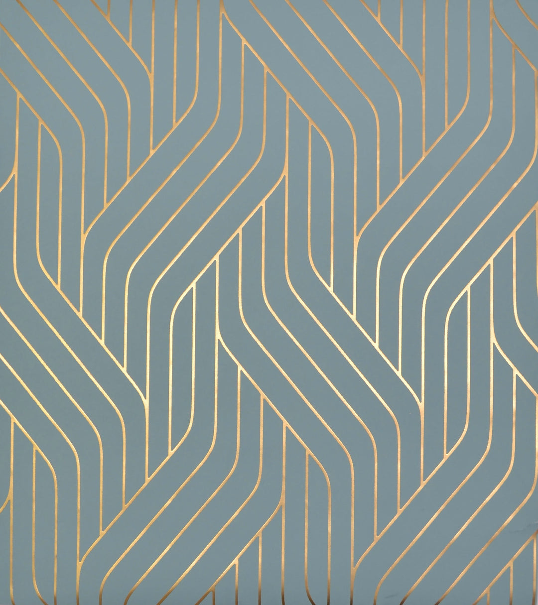 Ebb & Flow Blue & Gold Wallpaper by Antonina Vella Designer