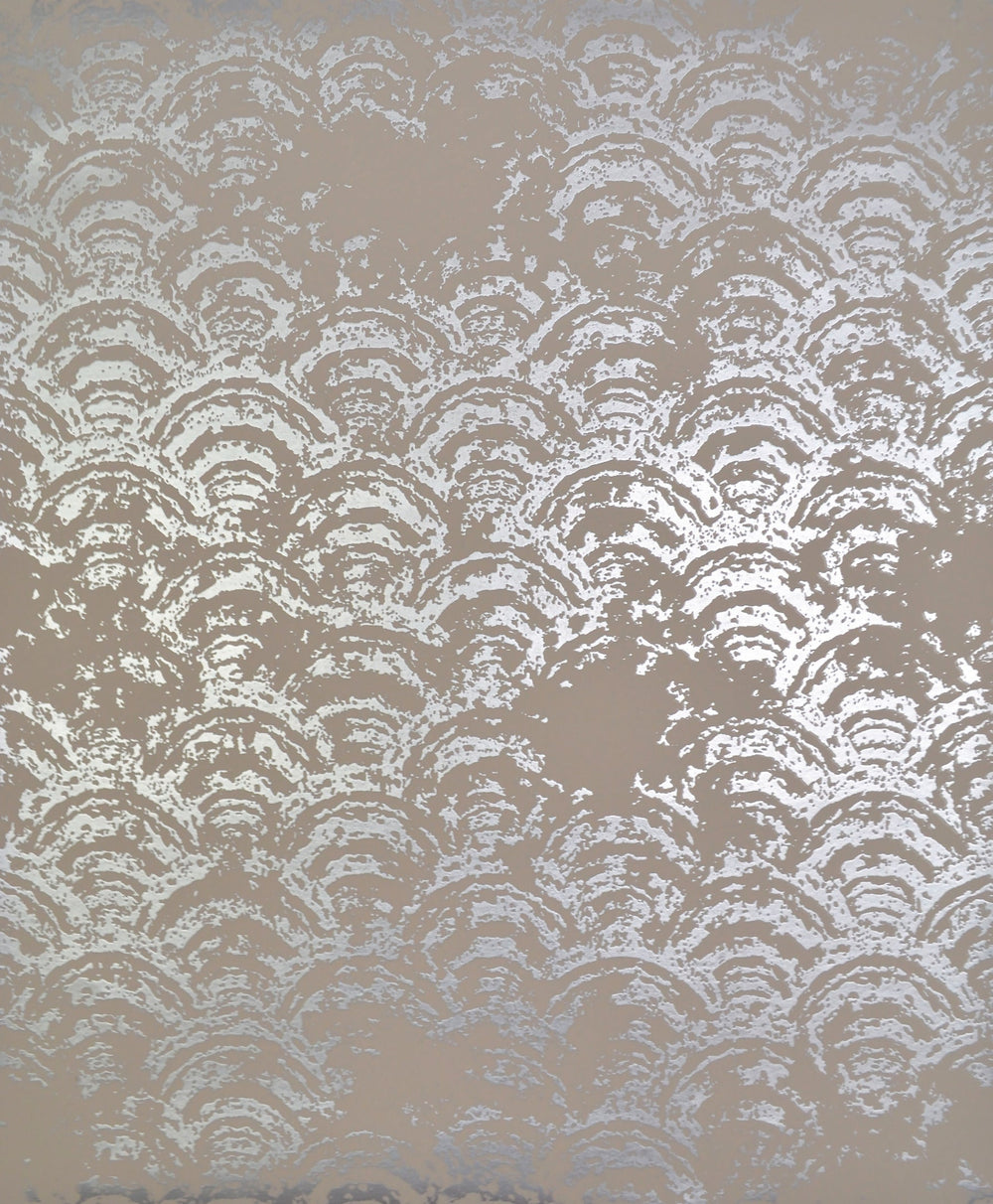 Eclipse Khaki & Silver Wallpaper by Antonina Vella Designer