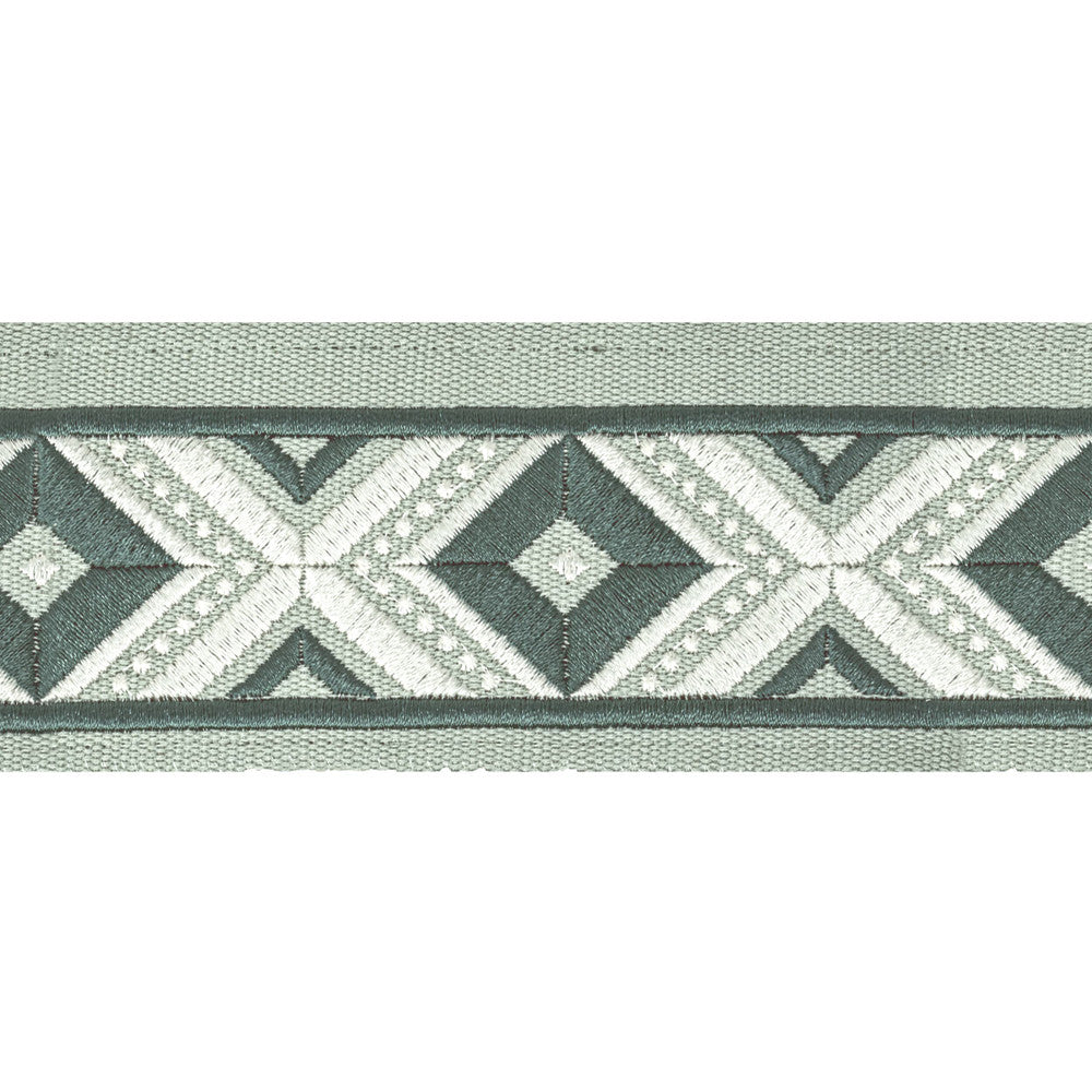 Oakdale Tape 1 Seaglass by Stout Trim Stout Trim Oakdale Tape 1 SeaglassTrim STITCHED UP TRIM INDIA </p><p>Repeat: H: 2.500, V: 3.000 2.5 in - Fabric Carolina -