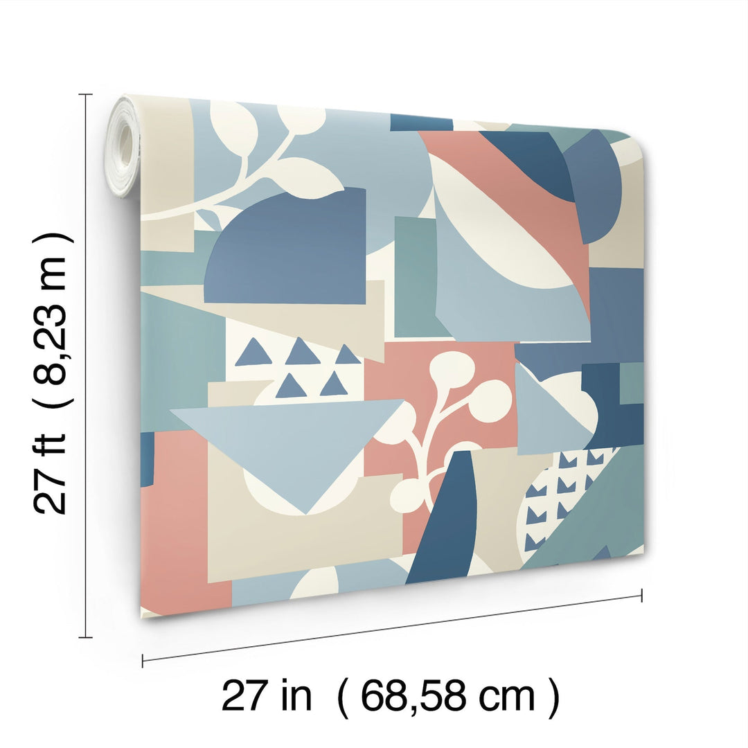 Cut Outs Blue Wallpaper by York Wallcoverings Designer